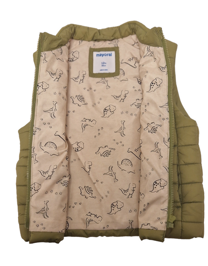 Mayoral Boys Dinosaur Theme Gilet With Dinosaur Print Lining Age 12 Months