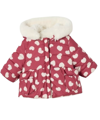 Newborn Girls (0-1 Month) Reversible Heart Print Coat