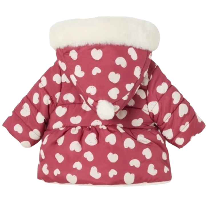 Newborn Girls (0-1 Month) Reversible Heart Print Coat