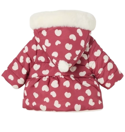 Newborn Girls (0-1 Month) Reversible Heart Print Coat