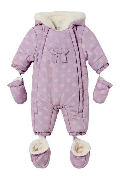 Mayoral Newborn Girls (0-1 Month) Violet Bow Detail All-In-One Snowsuit