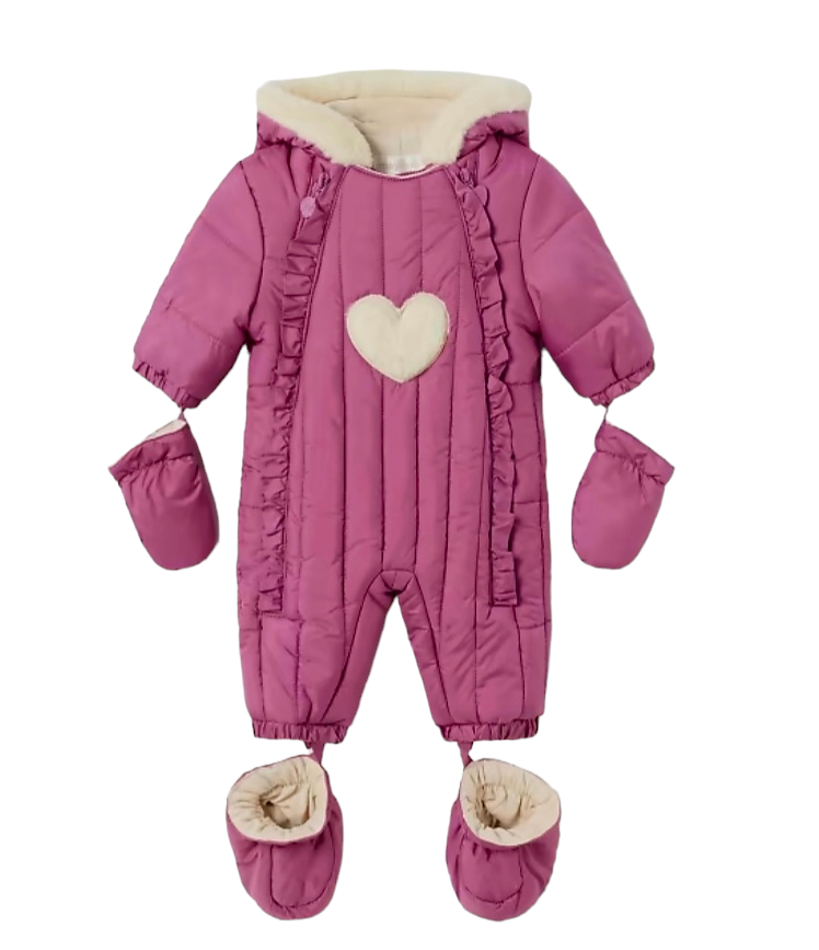 Mayoral Newborn Girls (0-1 Month) Padded Snowsuit With Heart Motif