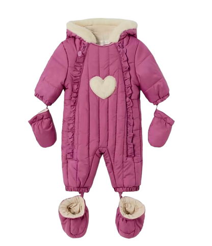 Mayoral Newborn Girls (0-1 Month) Padded Snowsuit With Heart Motif