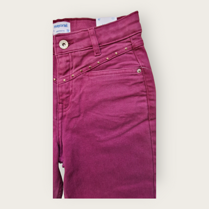 Mayoral Girls Age 8 Mum Fit Burgundy Jeans