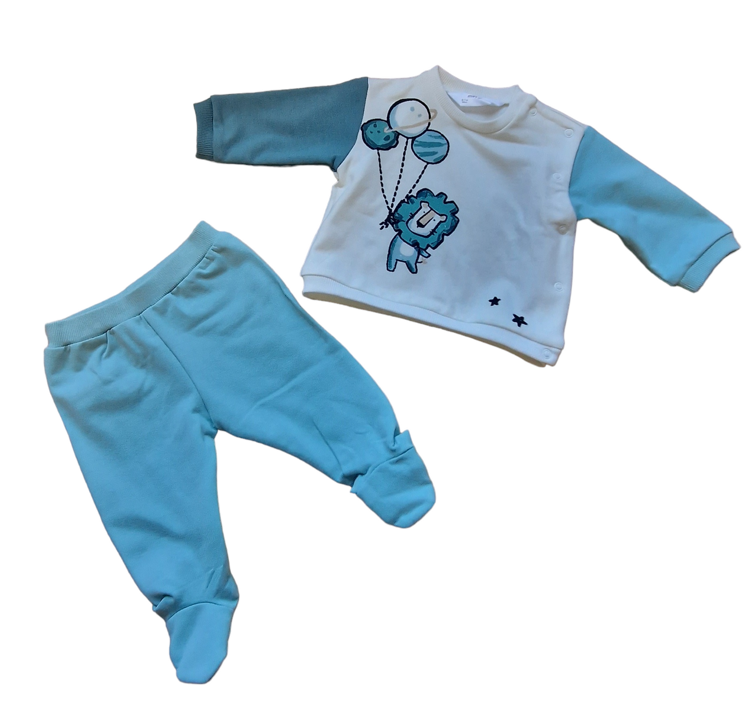 Mayoral Newborn Boys Two-Piece Outfit With Lion & Balloons Printed Motif