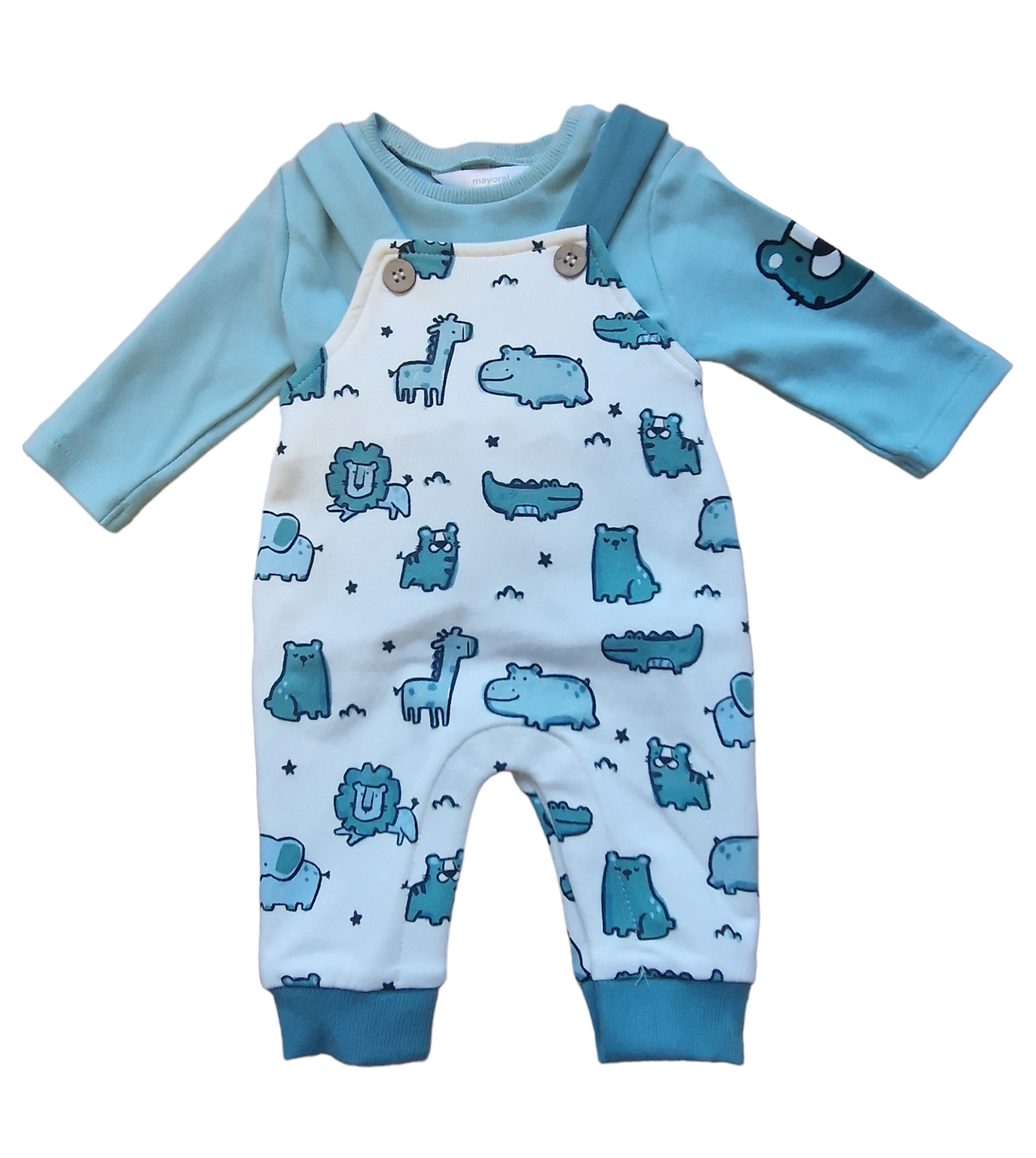 Mayoral Newborn Boys Two-Piece Dungaree Set With Animal Print