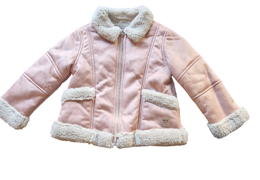 Mayoral Girls Age 4 Pink Faux Sheepskin Coat