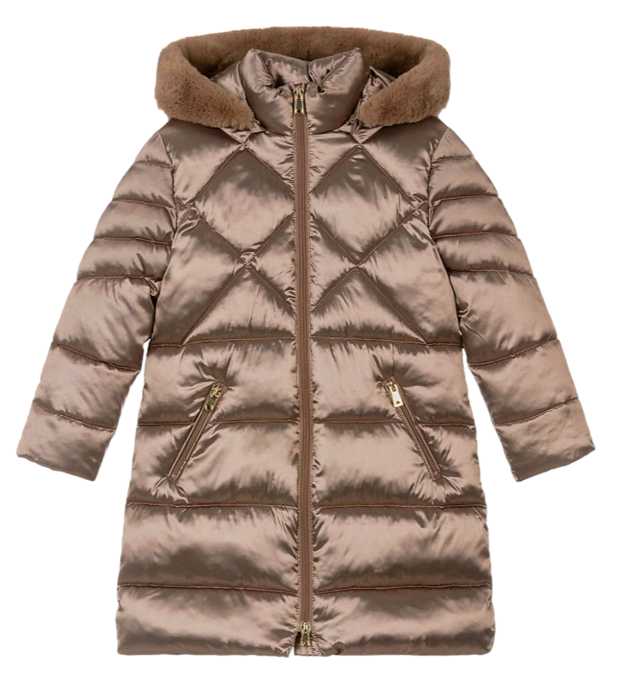 Mayoral Girls Age 4 Gold Pink Longline Padded Parka