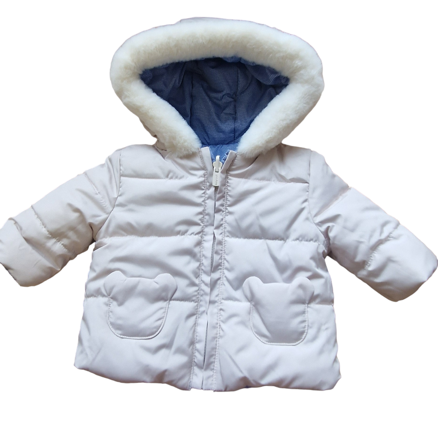 Mayoral Newborn Boys Reversible Fur Trim Padded Coat