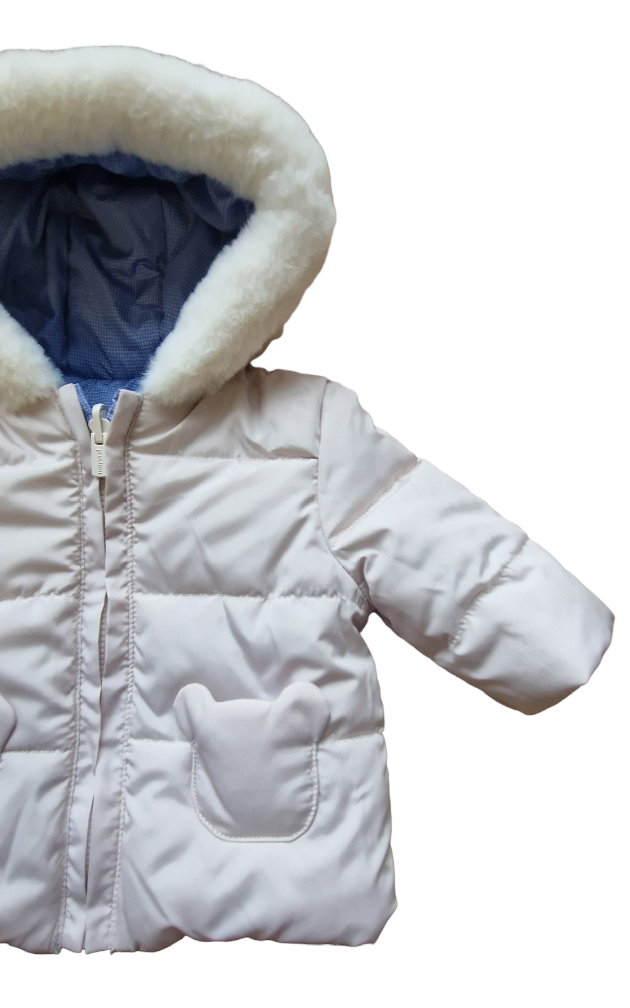 Mayoral Newborn Boys Reversible Fur Trim Padded Coat