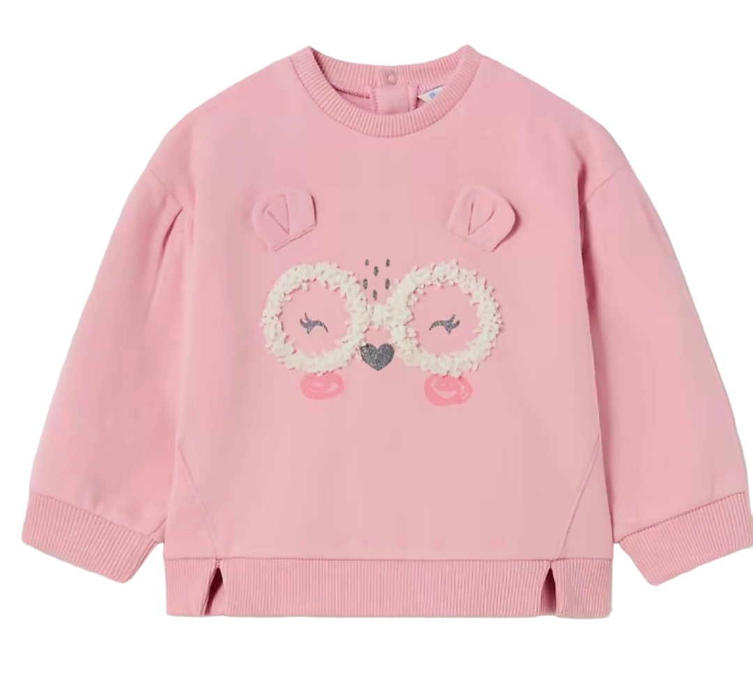 Mayoral Fleece Jumper With animal Face Print Girls Age 12 Months