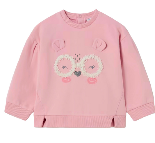 Mayoral Fleece Jumper With animal Face Print Girls Age 12 Months