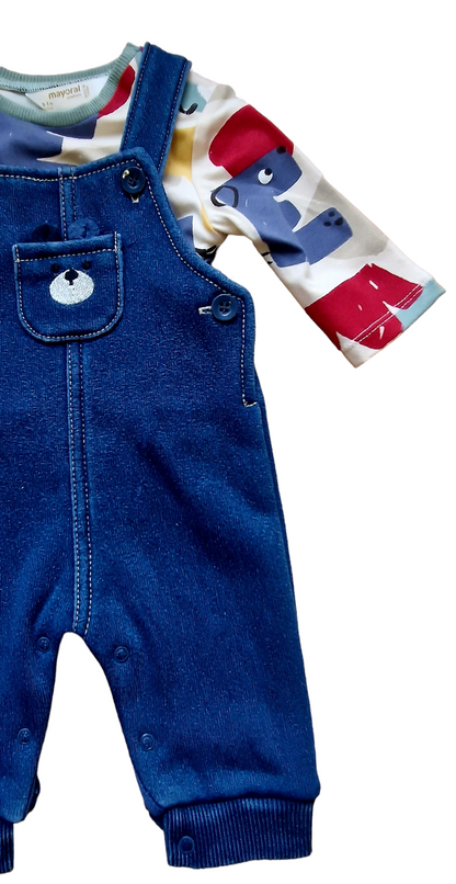 Mayoral Newborn Boys Bold Print Dungaree Set