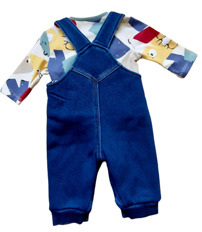 Mayoral Newborn Boys Bold Print Dungaree Set