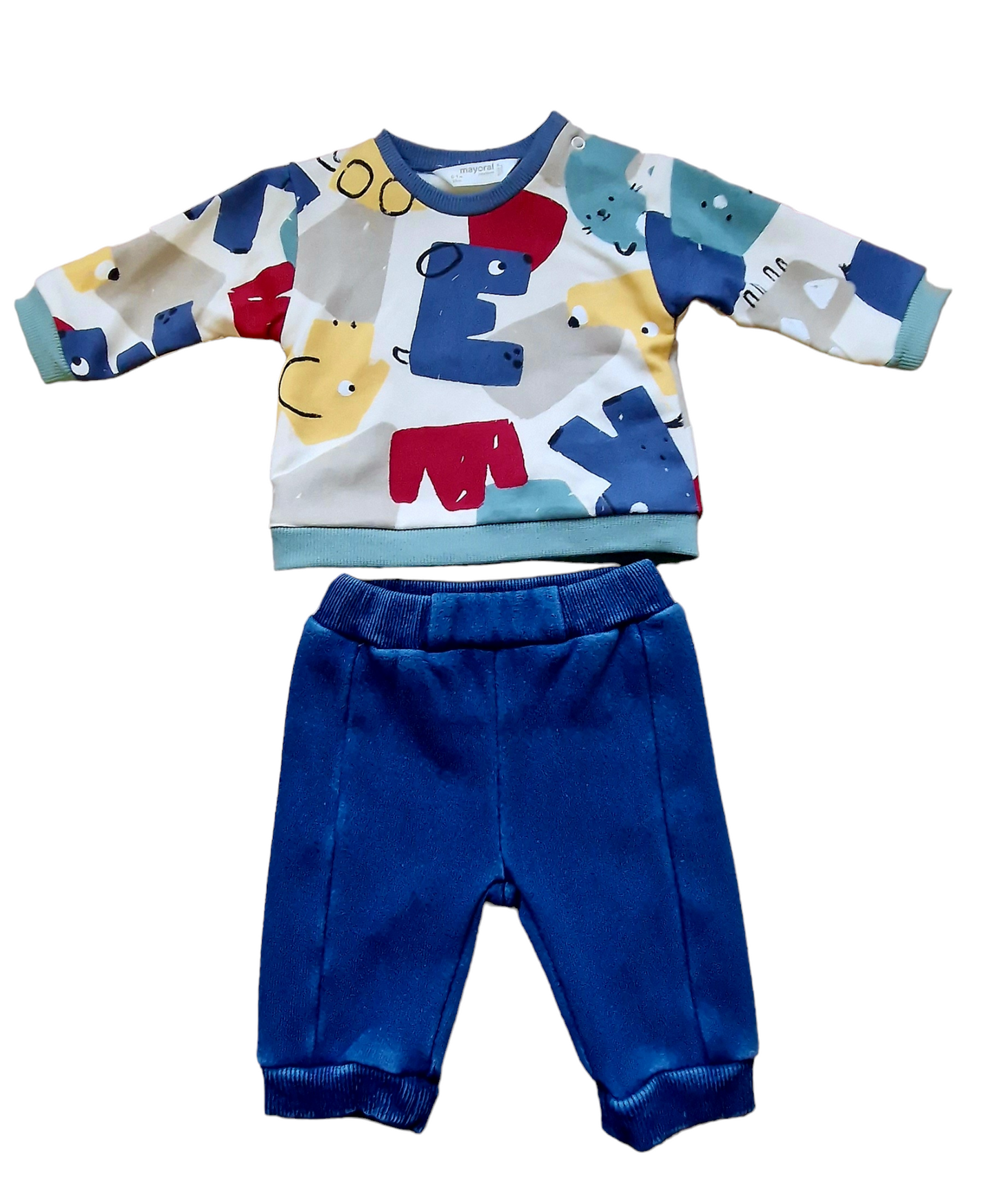 Mayoral Newborn Boys Bold Print Jogger Set