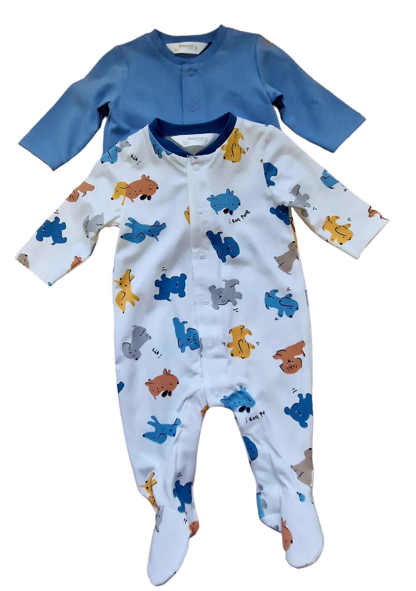 Mayoral Newborn Boys Bold Puppy Print Sustainable Cotton Onesie Twin-Pack