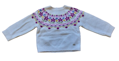 Mayoral 12 Month Girls Floral Knit Collar Jacquard Jumper