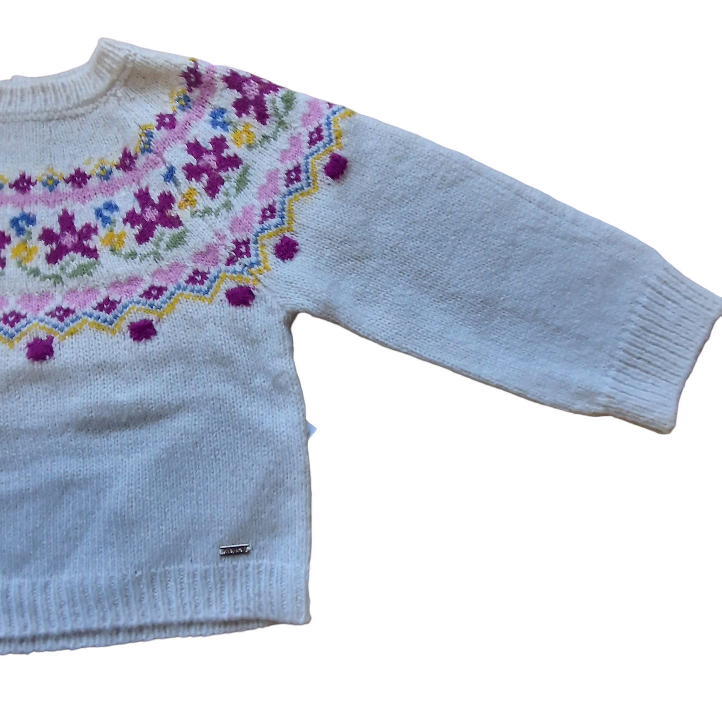 Mayoral 12 Month Girls Floral Knit Collar Jacquard Jumper