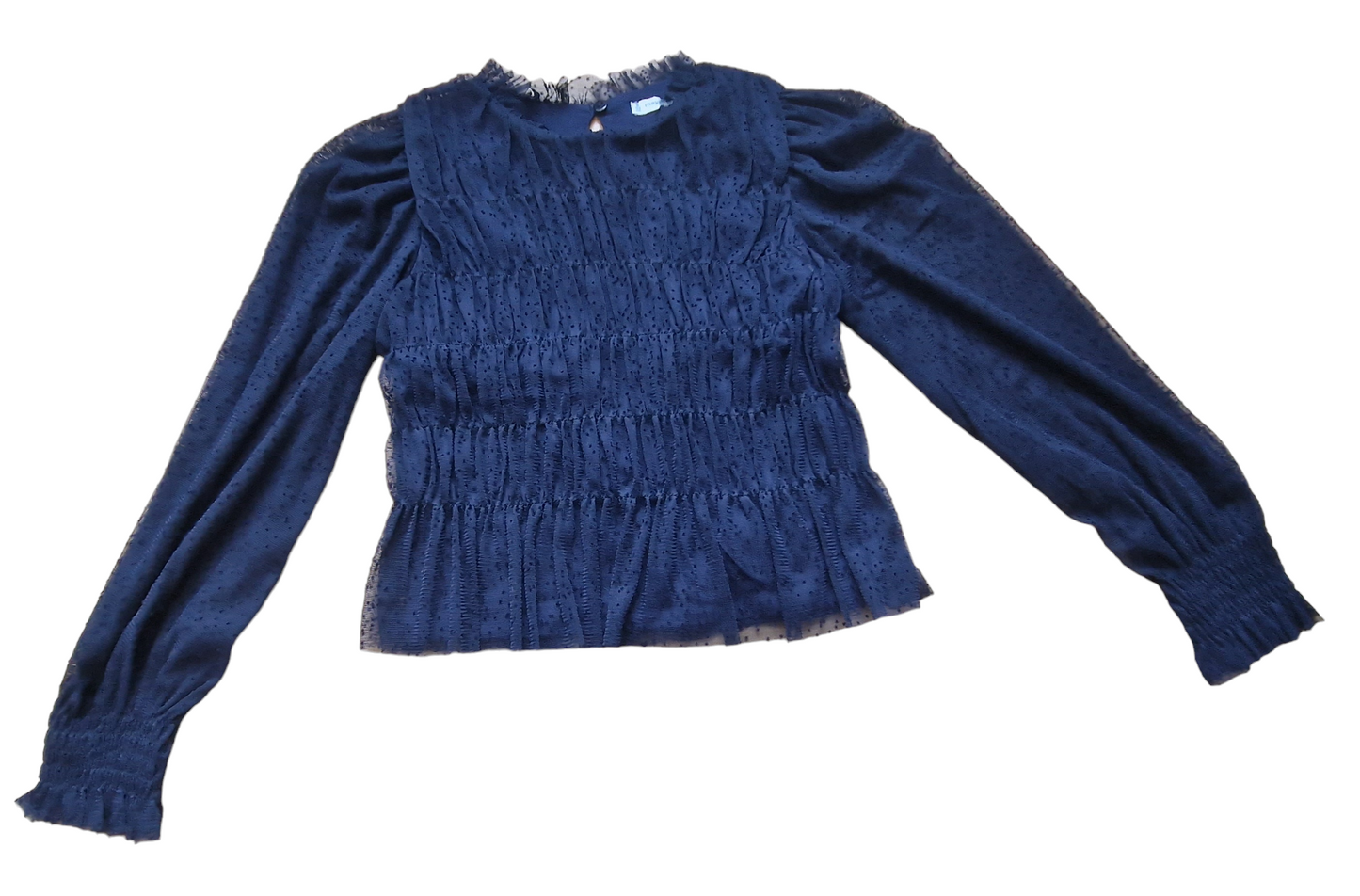 Mayoral Girls Age 8 Navy Blue Tulle Ruffle Top