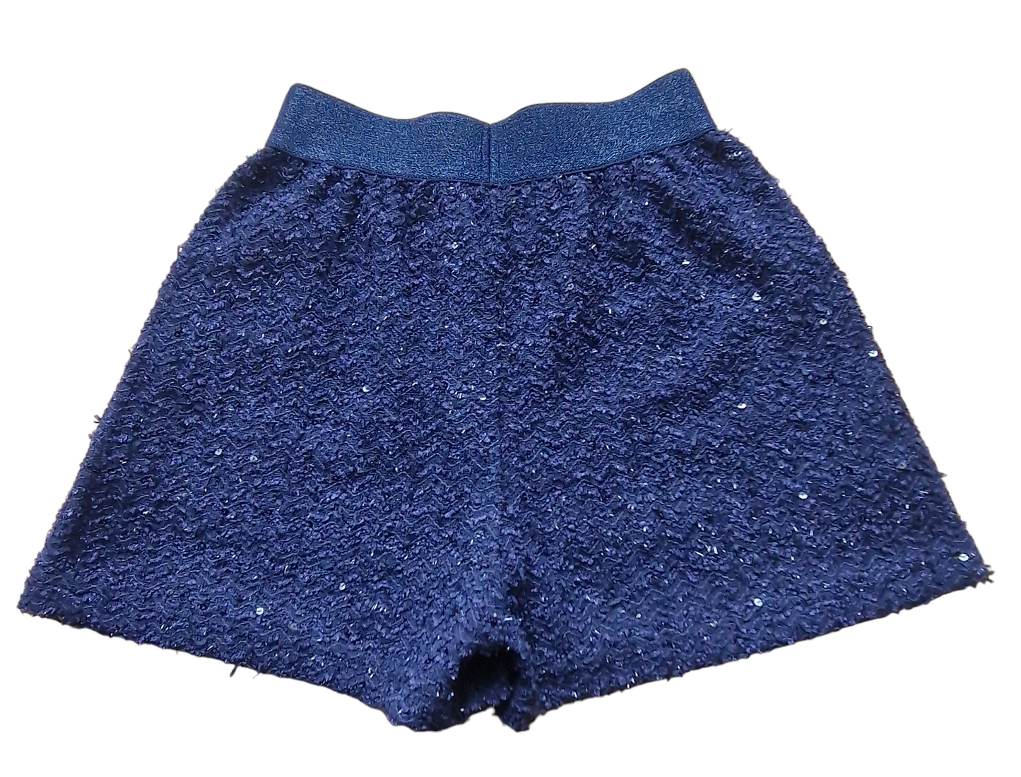 Mayoral Girls Age 8 Navy Blue Knitted Sequin Shorts