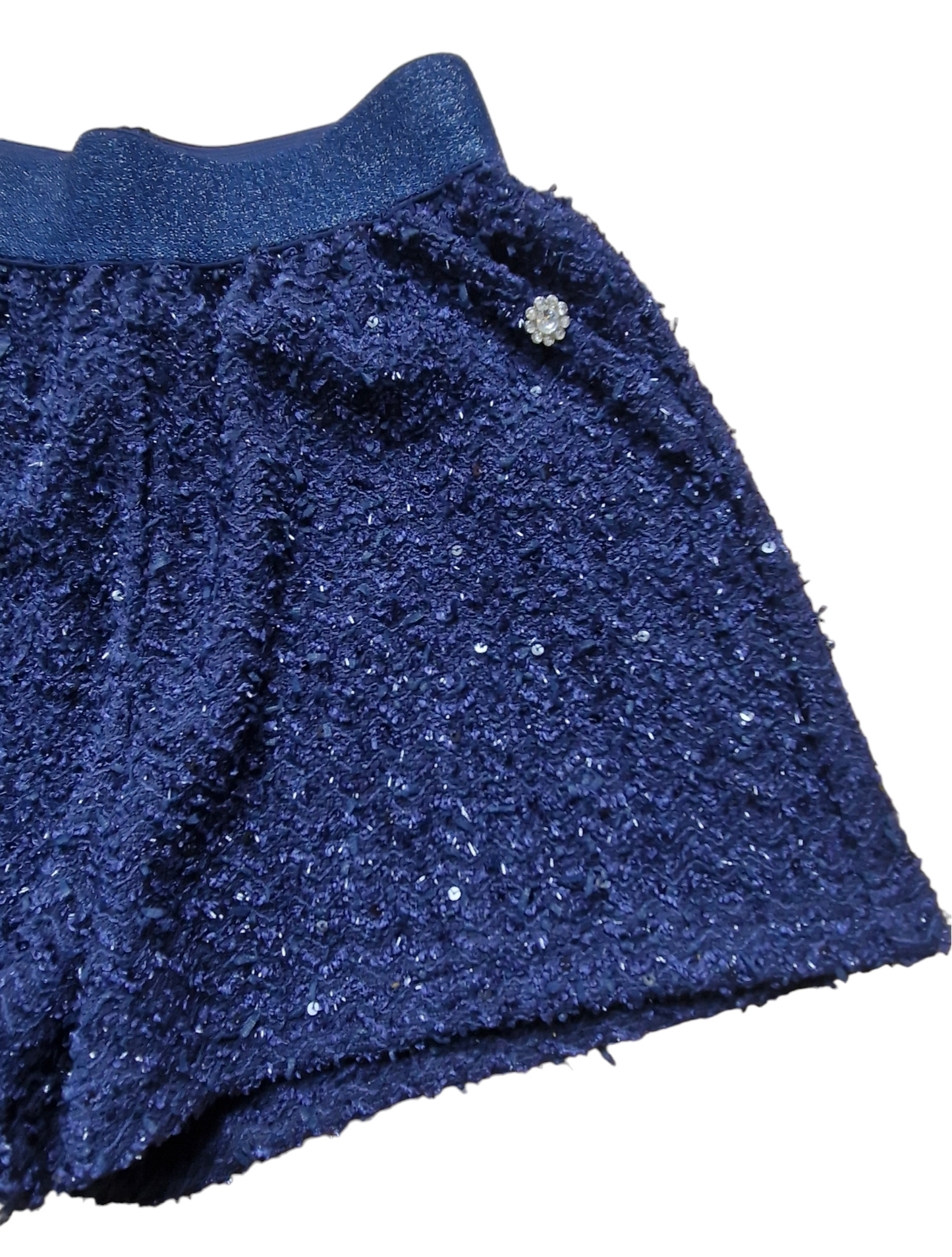 Mayoral Girls Age 8 Navy Blue Knitted Sequin Shorts