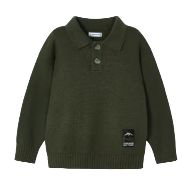 Mayoral Age 4 Boys Green Knitted Polo Jumper