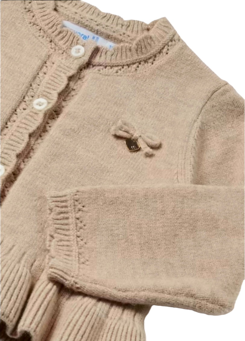 Mayoral 12 Month Girls Beige Knitted Cardigan