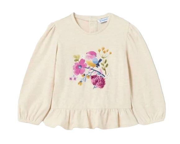 Mayoral 12 Month Girls Bird On Branch Printed Long Sleeved Top