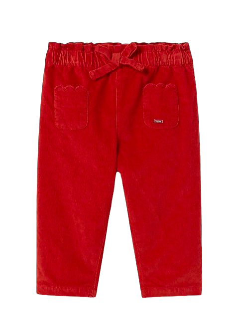 Mayoral 12 Month Girls Blood Orange Slouchy Cord Trousers