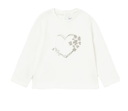 Mayoral 12 Month Girls Gold Heart Printed Long Sleeved Top