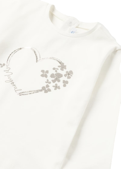 Mayoral 12 Month Girls Gold Heart Printed Long Sleeved Top