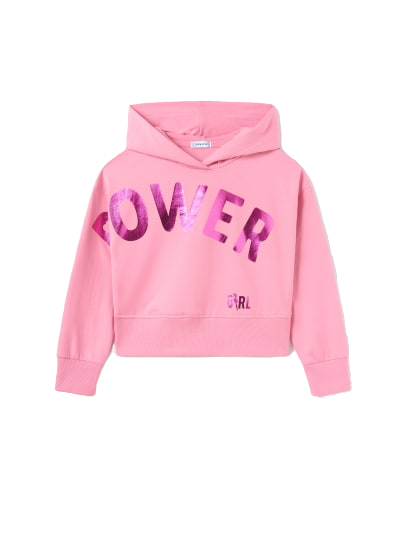 Mayoral Girls Age 8  Long-Sleeved 'Girl Power' Printed Hooded Top