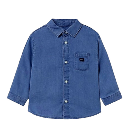 Mayoral 12 Month Boys Long Sleeved Soft Denim Shirt