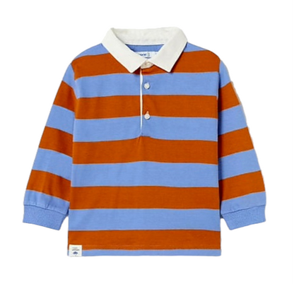 Mayoral 12 Month Boys Long Sleeved Striped Polo Shirt