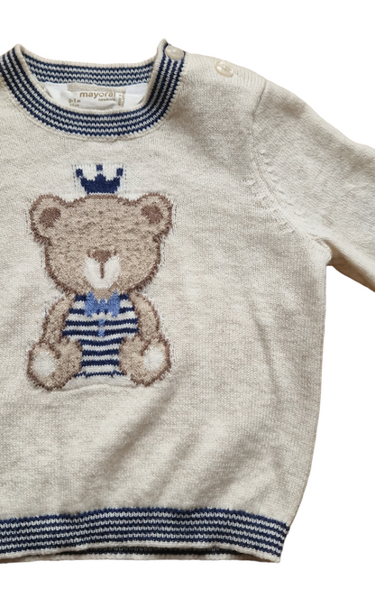 Mayoral Newborn Boys Knitted Jumper With Teddy Motif