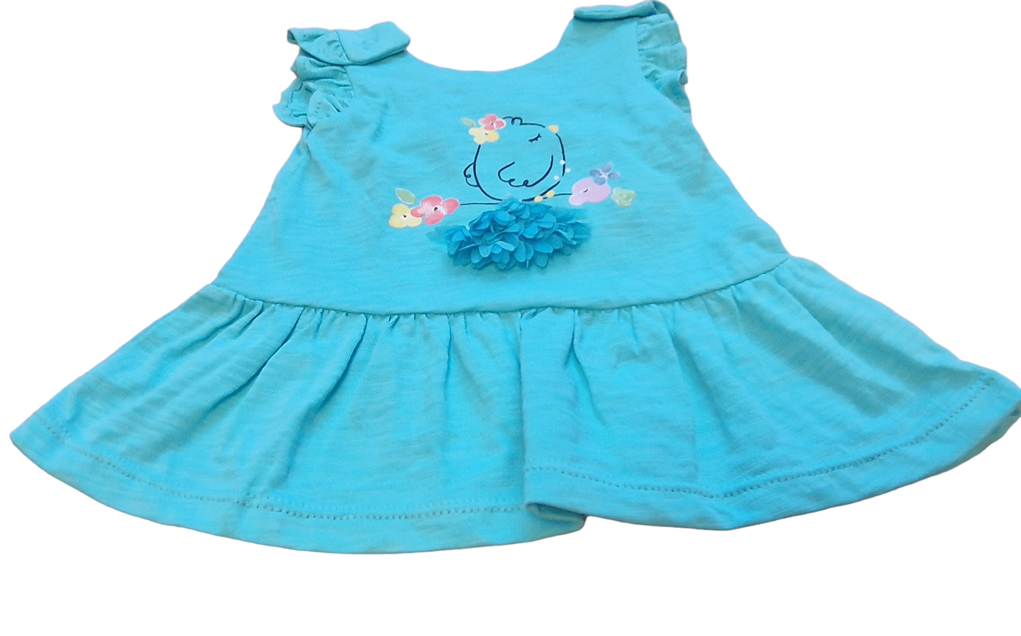 Mayoral Newborn Girls Light Weight Cotton Dress  With Textured Bird Motif