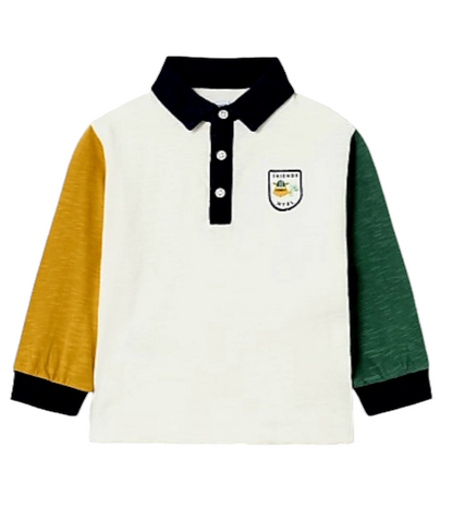 Mayoral 12 Month Boys Long Sleeved Polo Shirt With Chest Motif