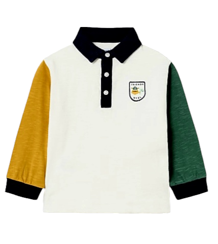 Mayoral 12 Month Boys Long Sleeved Polo Shirt With Chest Motif