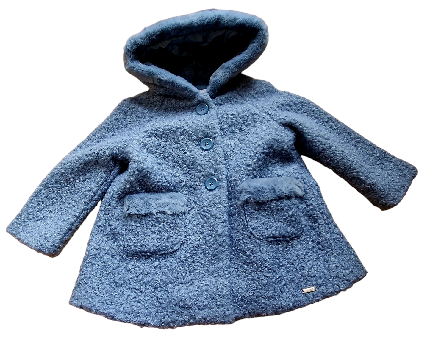 Mayoral Girls Age 12 Months  faux Wool Hooded Jacket