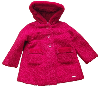 Mayoral Girls Age 12 Months  faux Wool Hooded Jacket