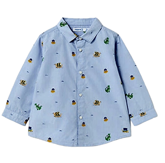 Mayoral 12 Month Boys Viking Print Cotton Shirt