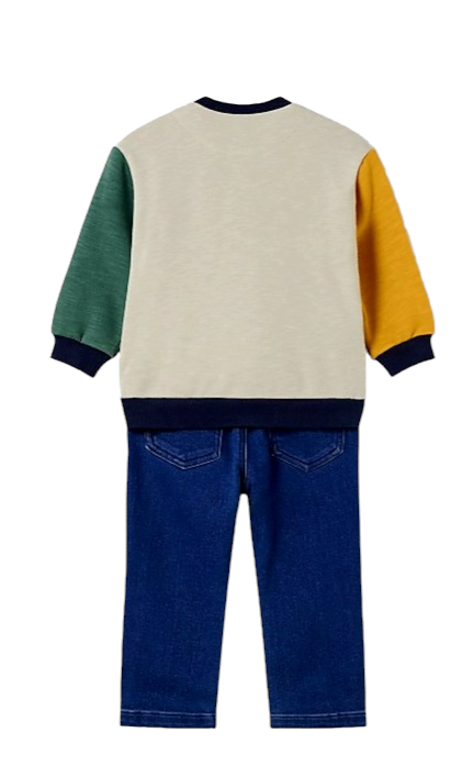 12 Month Boys Dragon Print Jumper & Jeans Set