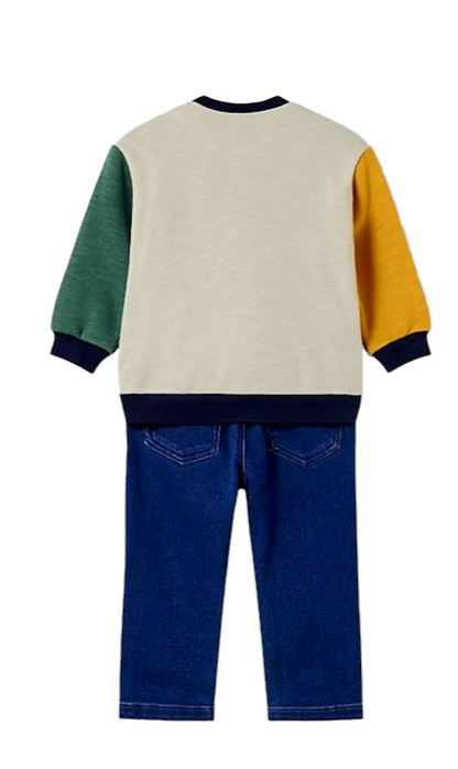 12 Month Boys Dragon Print Jumper & Jeans Set