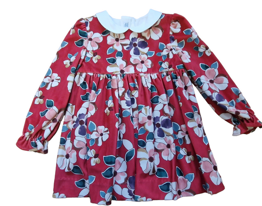 Mayoral Girls Age 12 Months Printed Velvet Dress