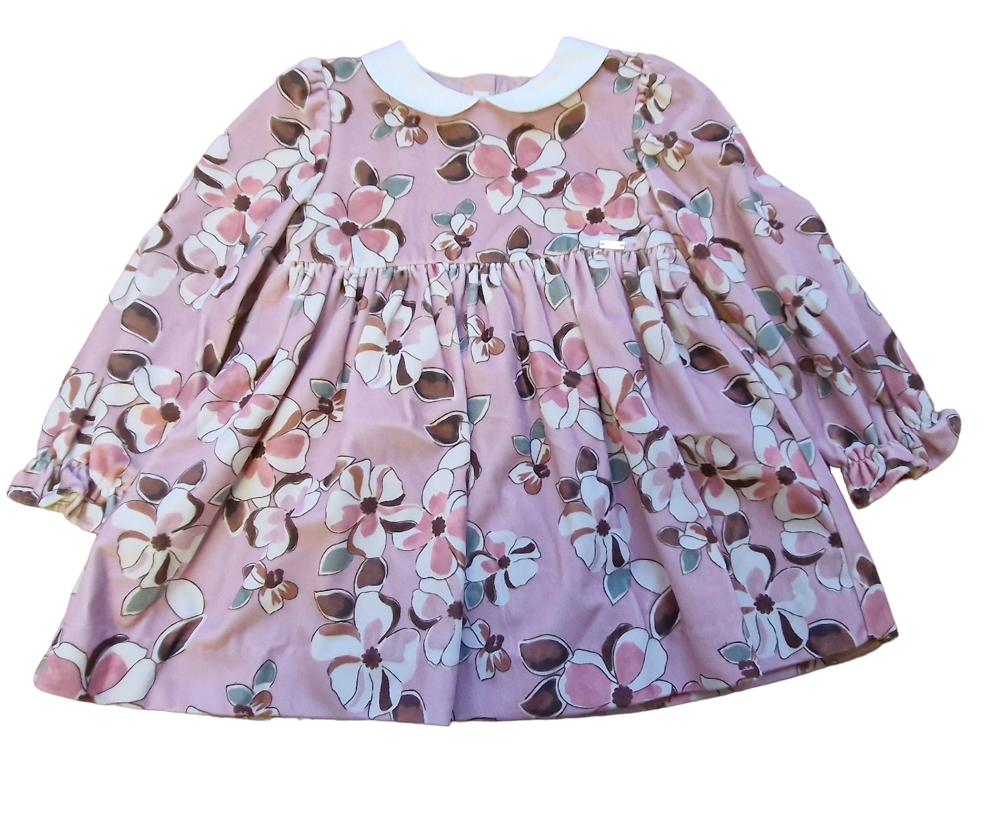 Mayoral Girls Age 12 Months Printed Velvet Dress