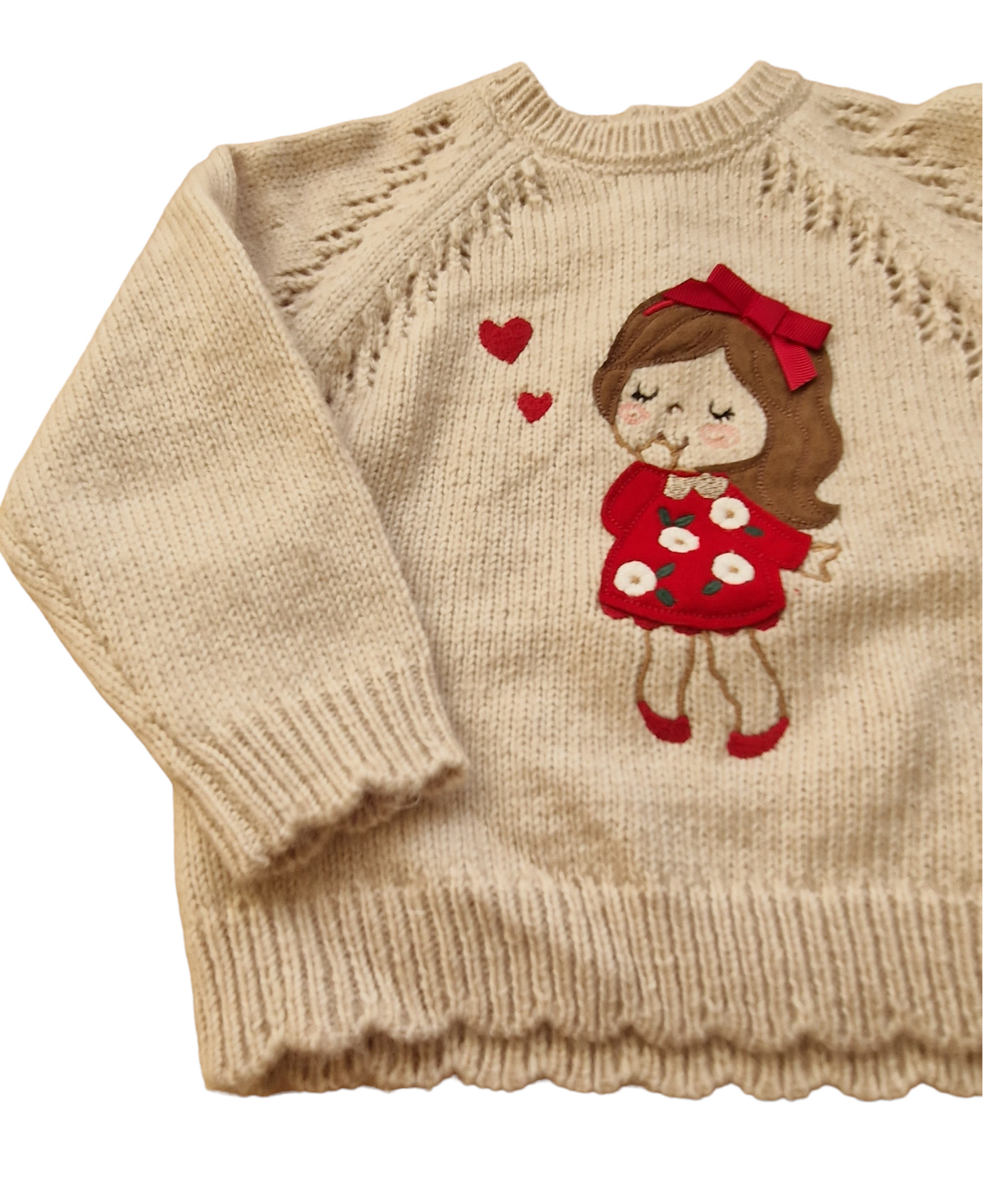 Mayoral 12 Month Girls Beige Embroidered Jumper