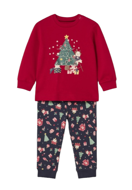 Mayoral Girls Age 12 Months Two-Piece Christmas Cotton Pyjamas/ Loungewear Set With Bag