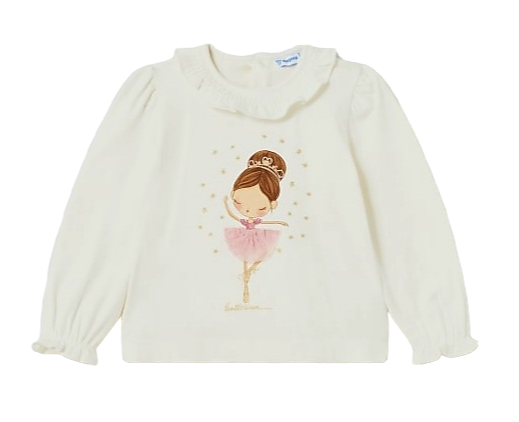 Mayoral 12 Month Girls Ballerina Printed Cotton Top