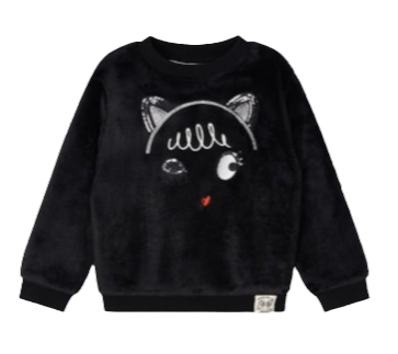 Mayoral Girls Age 4 Faux Fur Fleece Jumper With Textured Embroidered Cat Face