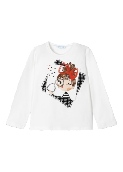 Mayoral Girls Age 4 Long-sleeved Graphic Print  Textured Top